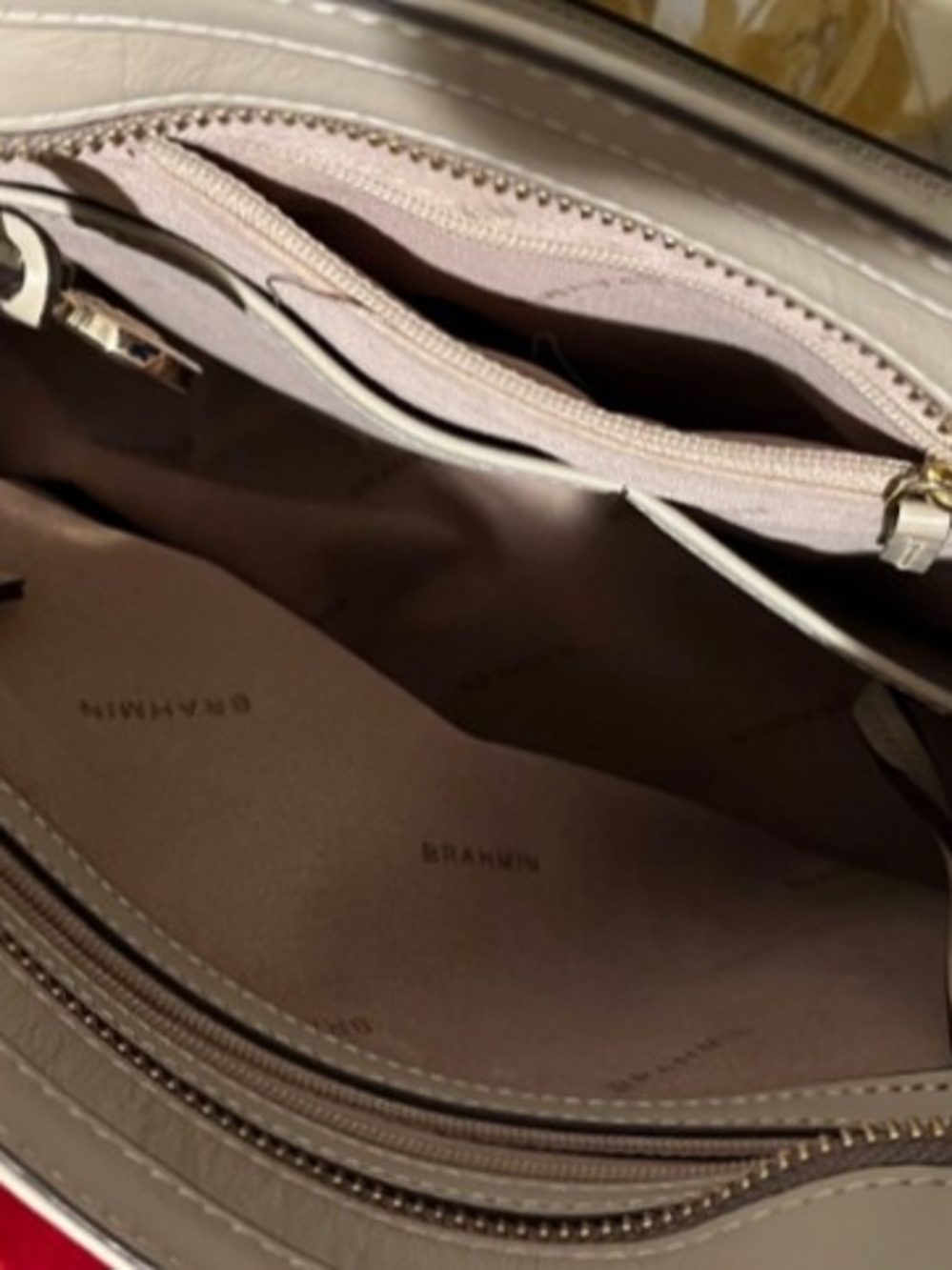 Brahmin taupe leather satchel with gold-tone hardware - Picture 3 of 3